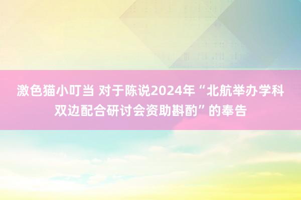 激色猫小叮当 对于陈说2024年“北航举办学科双边配合研讨会资助斟酌”的奉告