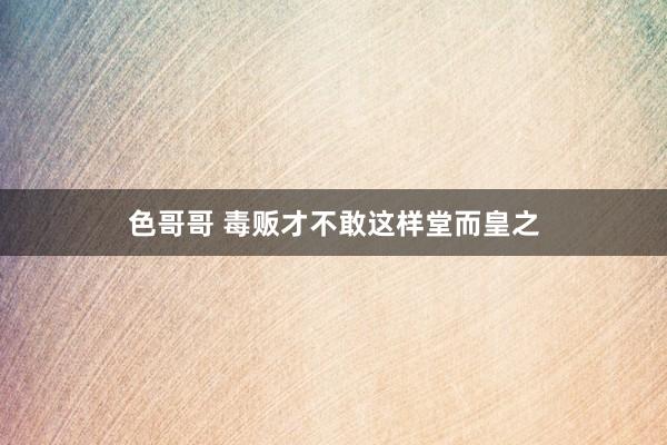 色哥哥 毒贩才不敢这样堂而皇之