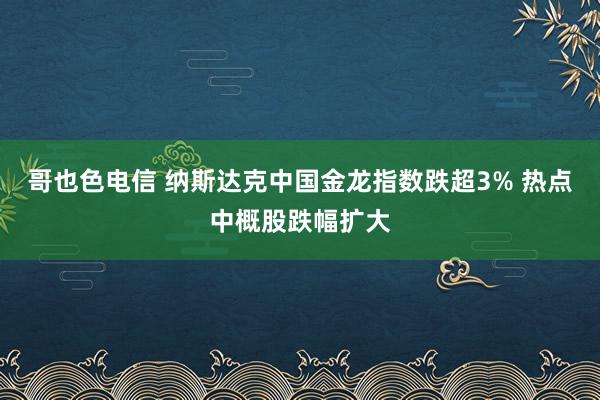 哥也色电信 纳斯达克中国金龙指数跌超3% 热点中概股跌幅扩大