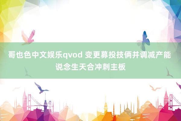 哥也色中文娱乐qvod 变更募投技俩并调减产能 说念生天合冲刺主板