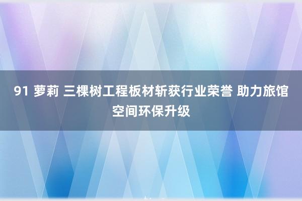 91 萝莉 三棵树工程板材斩获行业荣誉 助力旅馆空间环保升级