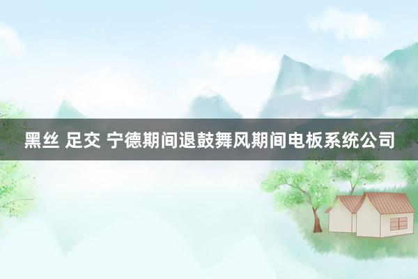 黑丝 足交 宁德期间退鼓舞风期间电板系统公司