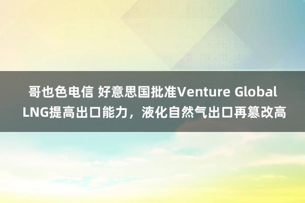 哥也色电信 好意思国批准Venture Global LNG提高出口能力，液化自然气出口再篡改高