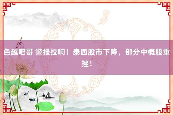 色越吧哥 警报拉响！泰西股市下降，部分中概股重挫！